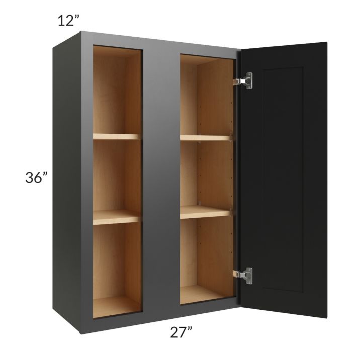 RTA Onyx Black Shaker 27" x 36" Blind Corner Wall Cabinet