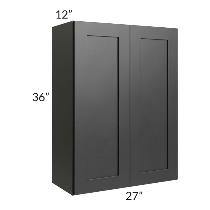 RTA Onyx Black Shaker 27" x 36" Wall Cabinet with 1 Decorative End Panel