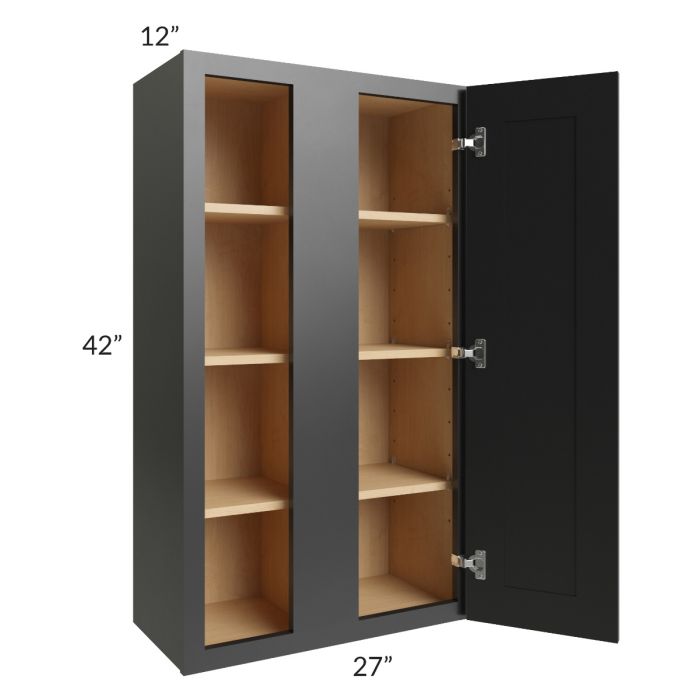 RTA Onyx Black Shaker 27" x 42" Blind Corner Wall Cabinet