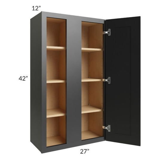 RTA Onyx Black Shaker 27" x 42" Blind Corner Wall Cabinet