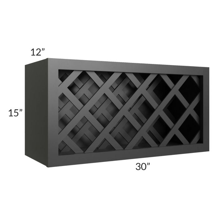 RTA Onyx Black Shaker 30" x 15" Lattice Wine Rack