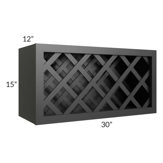 RTA Onyx Black Shaker 30" x 15" Lattice Wine Rack