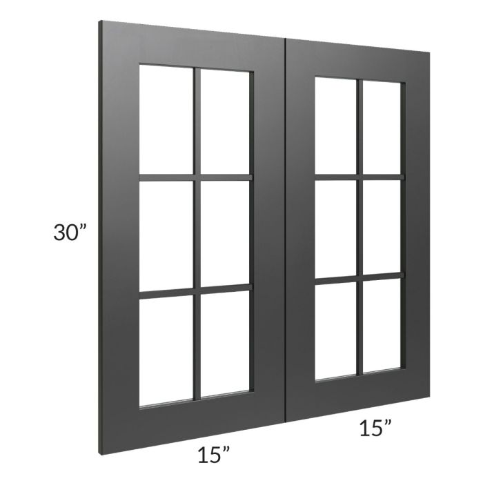 RTA Onyx Black Shaker 30" x 30" Mullion Glass Door