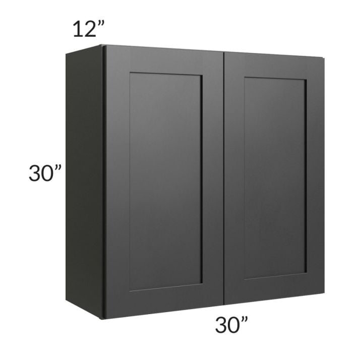 RTA Onyx Black Shaker 30" x 30" Wall Cabinet with 1 Decorative End Panel