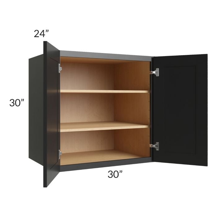 RTA Onyx Black Shaker 30" x 30" x 24" Split Pantry Wall Cabinet