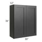 RTA Onyx Black Shaker 30" x 36" Wall Cabinet with Glass Door