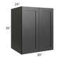 RTA Onyx Black Shaker 30" x 36" x 24" Split Pantry Wall Cabinet