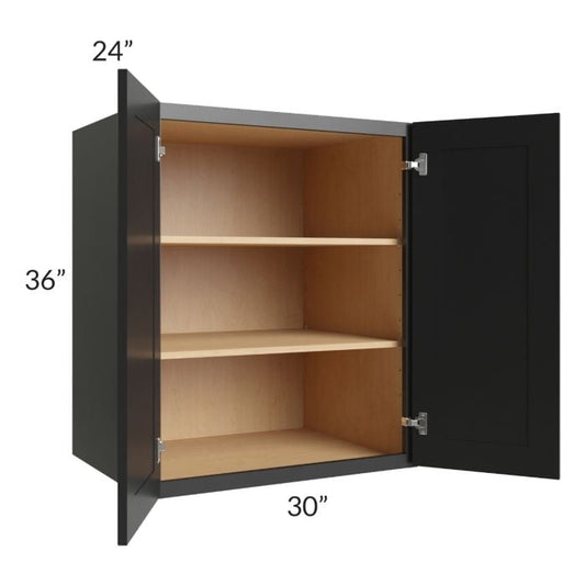 RTA Onyx Black Shaker 30" x 36" x 24" Split Pantry Wall Cabinet