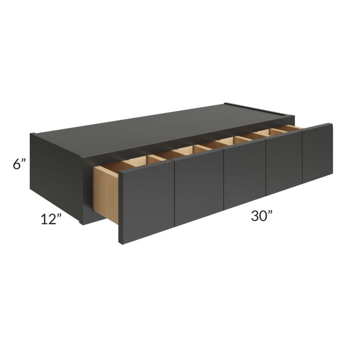 RTA Onyx Black Shaker 30" x 6" Spice Drawer Wall Cabinet