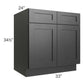 RTA Onyx Black Shaker 33" Base Cabinet with 1 Decorative End Panel
