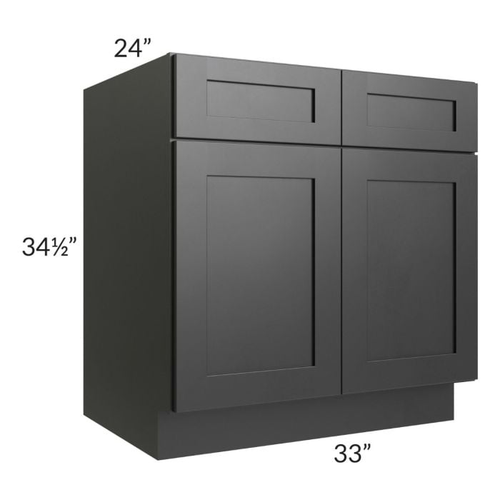 RTA Onyx Black Shaker 33" Sink Base with 1 Decorative End Panel