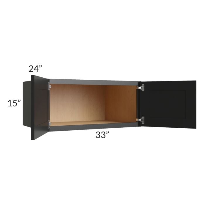 RTA Onyx Black Shaker 33" x 15" x 24" Refrigerator Wall Cabinet