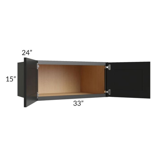 RTA Onyx Black Shaker 33" x 15" x 24" Refrigerator Wall Cabinet