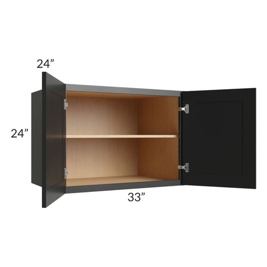 RTA Onyx Black Shaker 33" x 24" x 24" Refrigerator Wall Cabinet