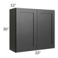 RTA Onyx Black Shaker 33" x 30" Wall Cabinet with 2 Decorative End Panels