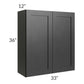 RTA Onyx Black Shaker 33" x 36" Wall Cabinet with 2 Decorative End Panels