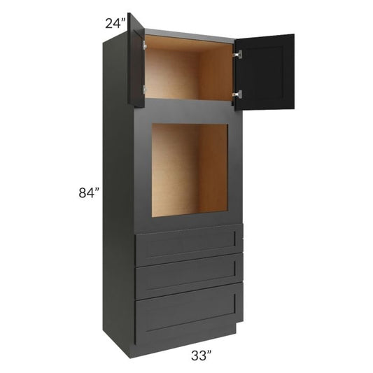 RTA Onyx Black Shaker 33" x 84" Universal Oven Cabinet