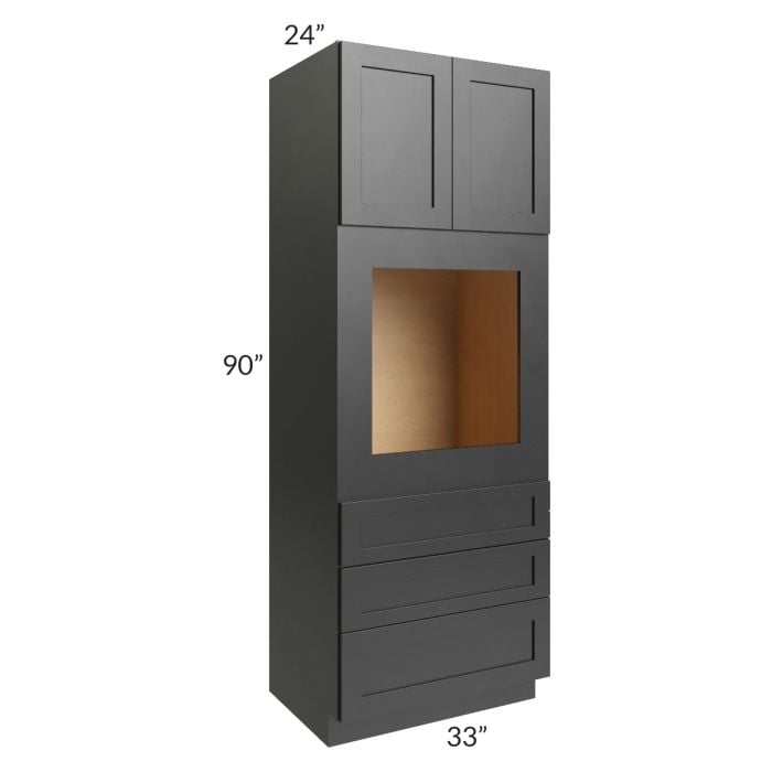RTA Onyx Black Shaker 33" x 90" Universal Oven Cabinet