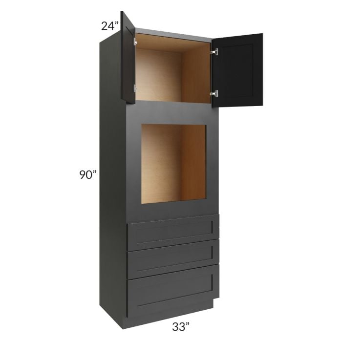 RTA Onyx Black Shaker 33" x 90" Universal Oven Cabinet
