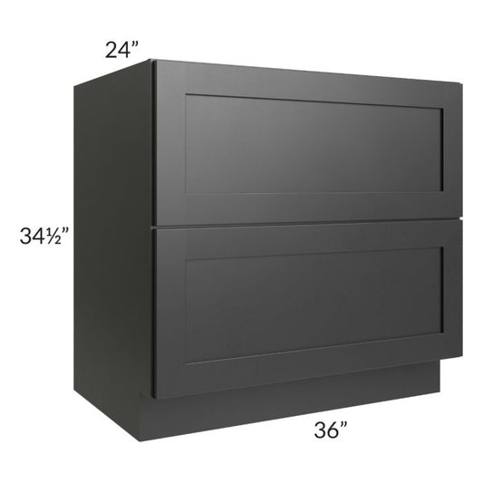 RTA Onyx Black Shaker 36" 2-Drawer Base Cabinet