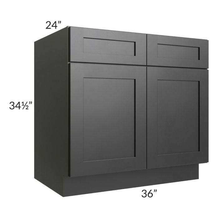 RTA Onyx Black Shaker 36" Base Cabinet with 2 Decorative End Panels