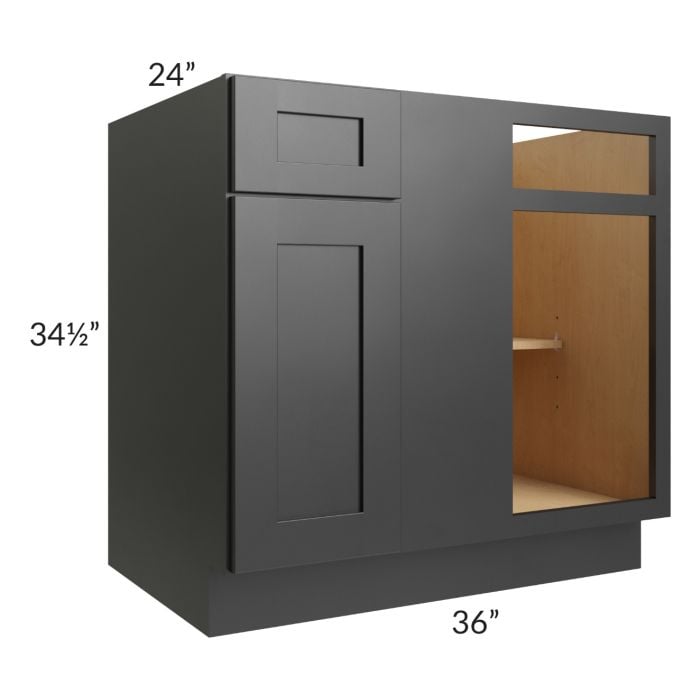 RTA Onyx Black Shaker 36" Blind Corner Base Unit with 2 Decorative End Panels