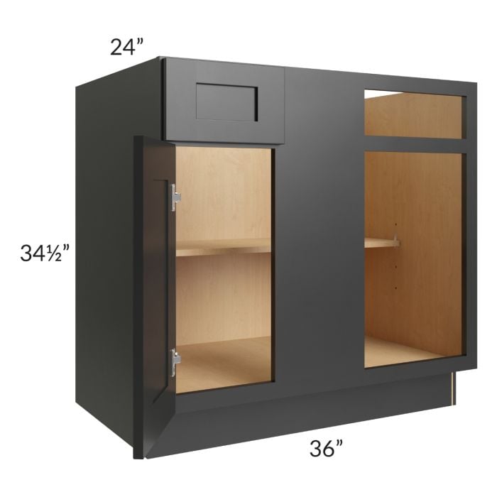 RTA Onyx Black Shaker 36" Blind Corner Base Unit with 2 Decorative End Panels