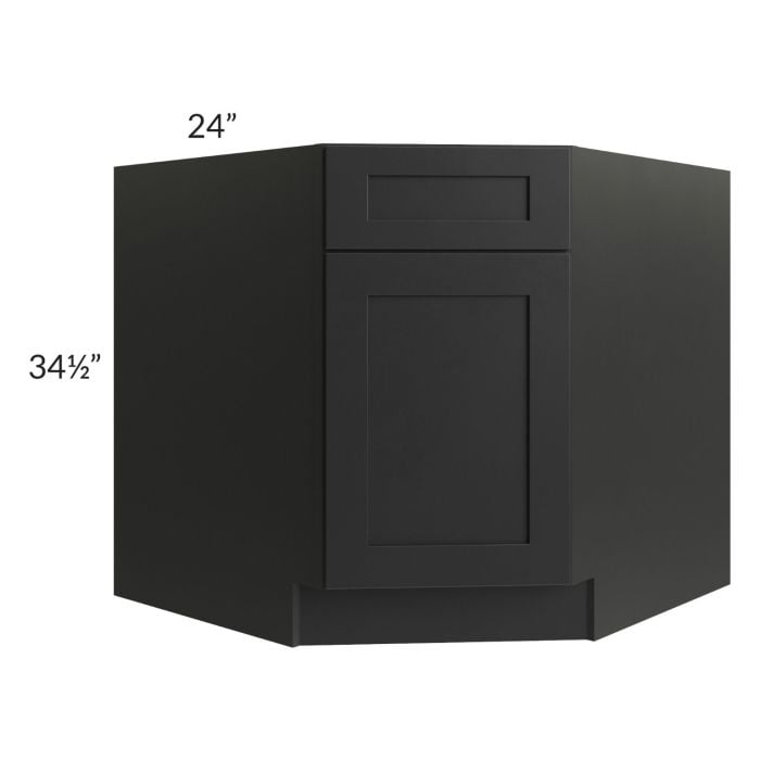 RTA Onyx Black Shaker 36" Diagonal Corner Sink Base Cabinet