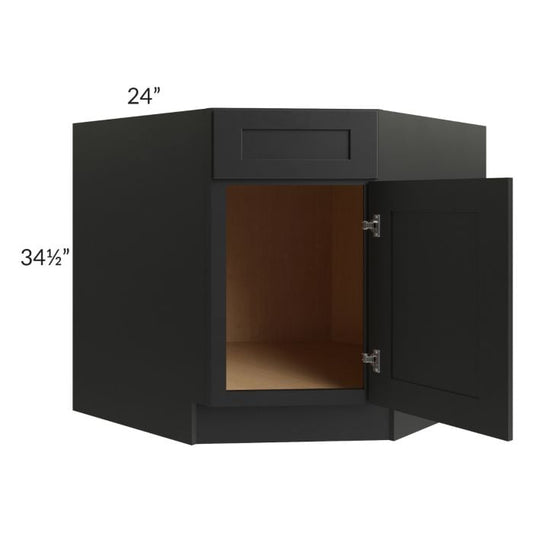 RTA Onyx Black Shaker 36" Diagonal Corner Sink Base Cabinet with 1 Decorative End Panel