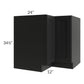 RTA Onyx Black Shaker 36" Easy Reach Corner Base Cabinet with 2 Decorative End Panels