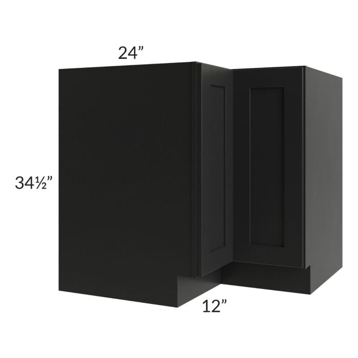 RTA Onyx Black Shaker 36" Easy Reach Corner Base Cabinet with 2 Decorative End Panels