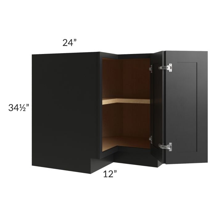RTA Onyx Black Shaker 36" Easy Reach Corner Base Cabinet with 2 Decorative End Panels