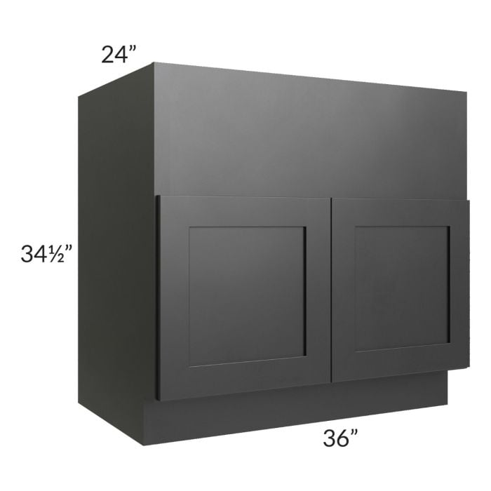 RTA Onyx Black Shaker 36" Farm Sink Base with 1 Decorative End Panel
