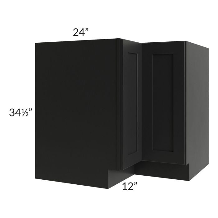 RTA Onyx Black Shaker 36" Lazy Susan Corner Base with 1 Decorative End Panel and 2 Wood Baskets