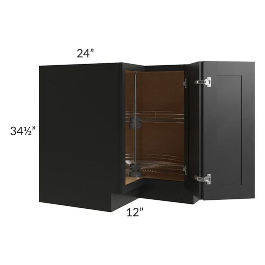 RTA Onyx Black Shaker 36" Lazy Susan Corner Base with 2 Plastic Baskets