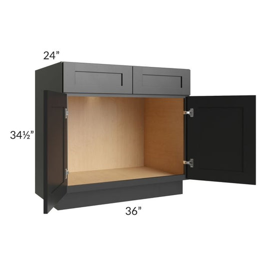 RTA Onyx Black Shaker 36" Sink Base with 1 Decorative End Panel