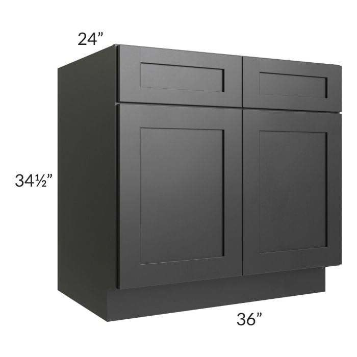 RTA Onyx Black Shaker 36" Sink Base with 2 Decorative End Panels