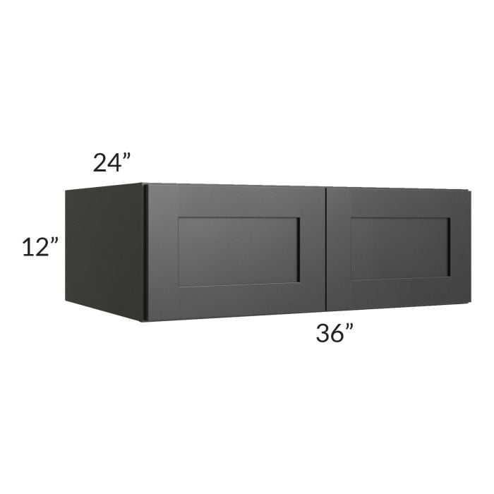 RTA Onyx Black Shaker 36" x 12" x 24" Refrigerator Wall Cabinet
