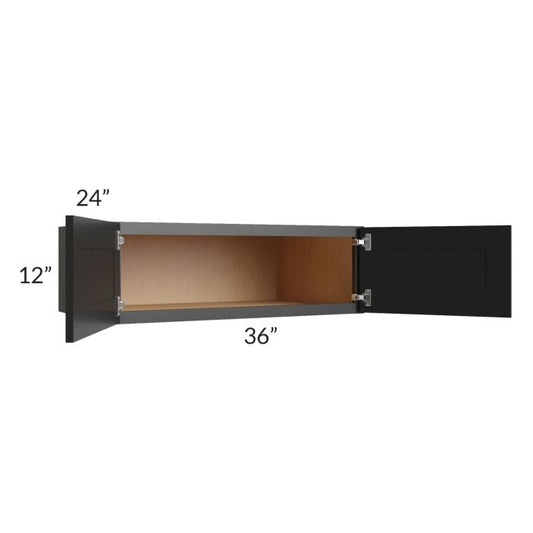 RTA Onyx Black Shaker 36" x 12" x 24" Refrigerator Wall Cabinet