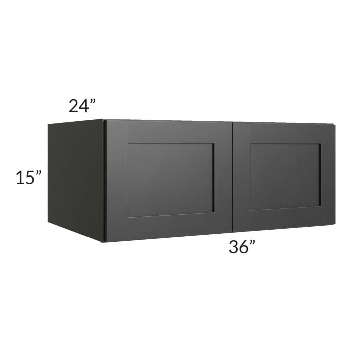 RTA Onyx Black Shaker 36" x 15" x 24" Refrigerator Wall Cabinet