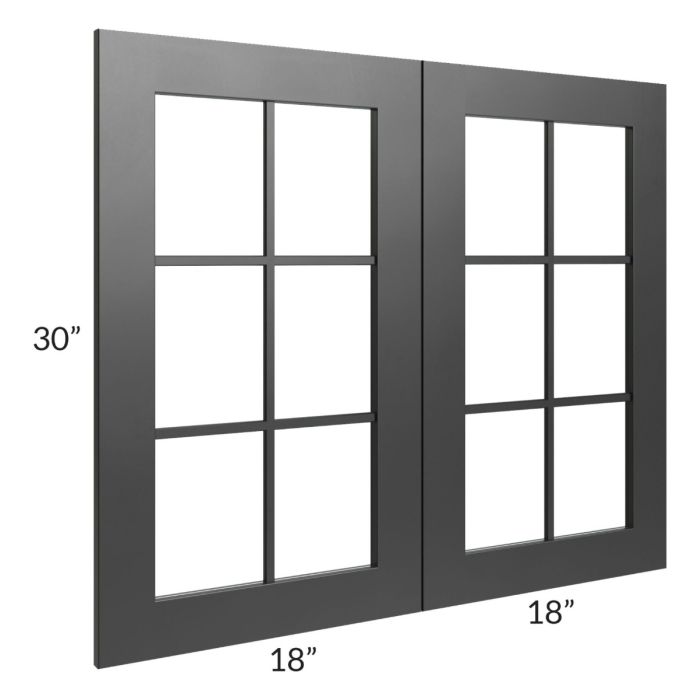 RTA Onyx Black Shaker 36" x 30" Mullion Glass Door