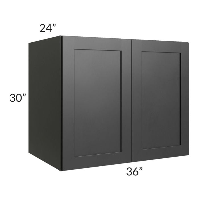 RTA Onyx Black Shaker 36" x 30" x 24" Split Pantry Wall Cabinet