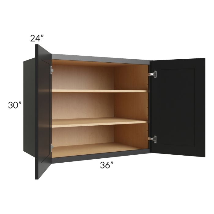 RTA Onyx Black Shaker 36" x 30" x 24" Split Pantry Wall Cabinet