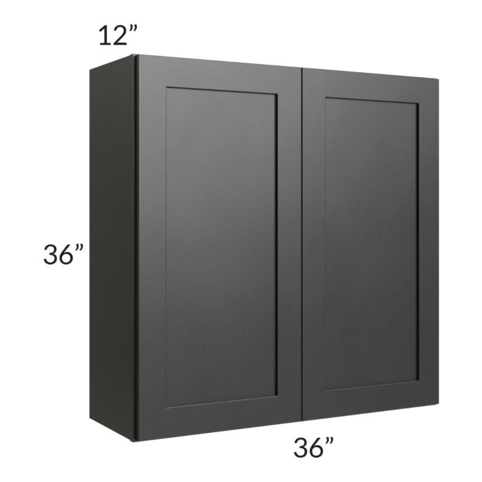 RTA Onyx Black Shaker 36" x 36" Wall Cabinet with Glass Door