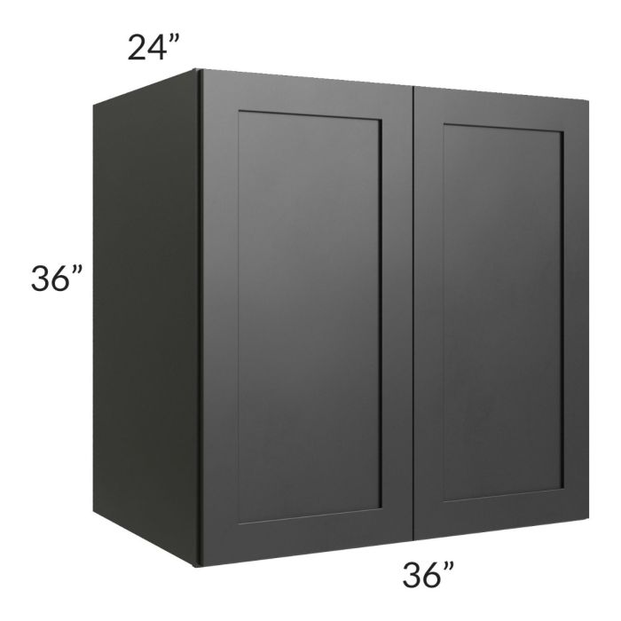 RTA Onyx Black Shaker 36" x 36" x 24" Split Pantry Wall Cabinet