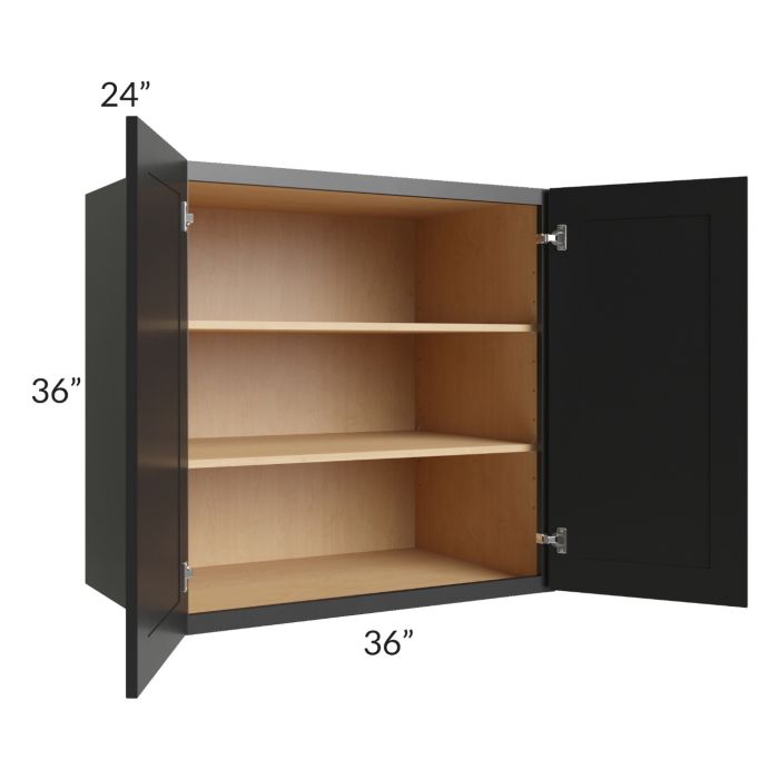 RTA Onyx Black Shaker 36" x 36" x 24" Split Pantry Wall Cabinet