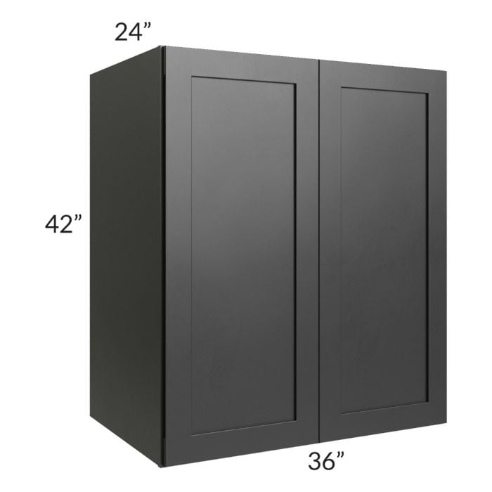 RTA Onyx Black Shaker 36" x 42" x 24" Split Pantry Wall Cabinet