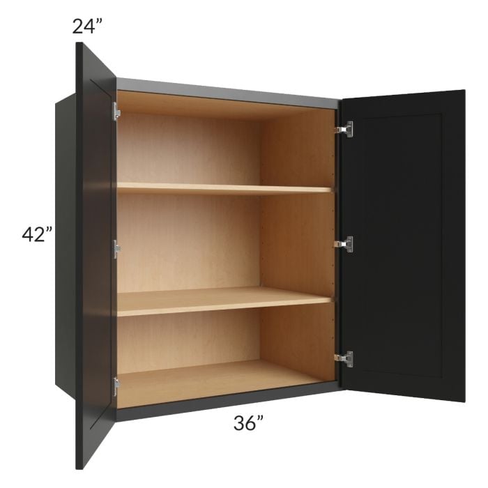 RTA Onyx Black Shaker 36" x 42" x 24" Split Pantry Wall Cabinet