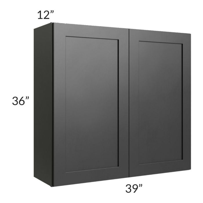 RTA Onyx Black Shaker 39" x 36" Wall Cabinet with 1 Decorative End Panel