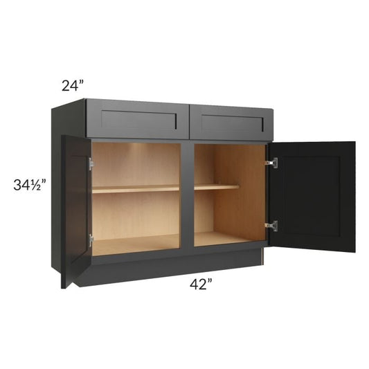 RTA Onyx Black Shaker 42" Base Cabinet